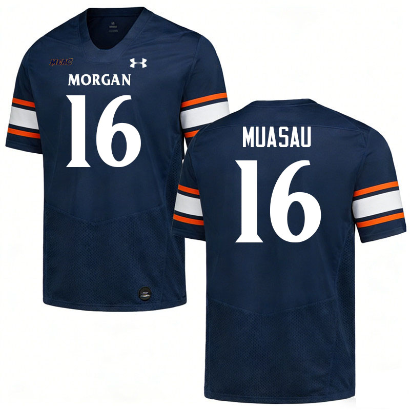 Morgan State Bears #16 Kobe Muasau College Football Jerseys,Uniforms Stitched-Navy